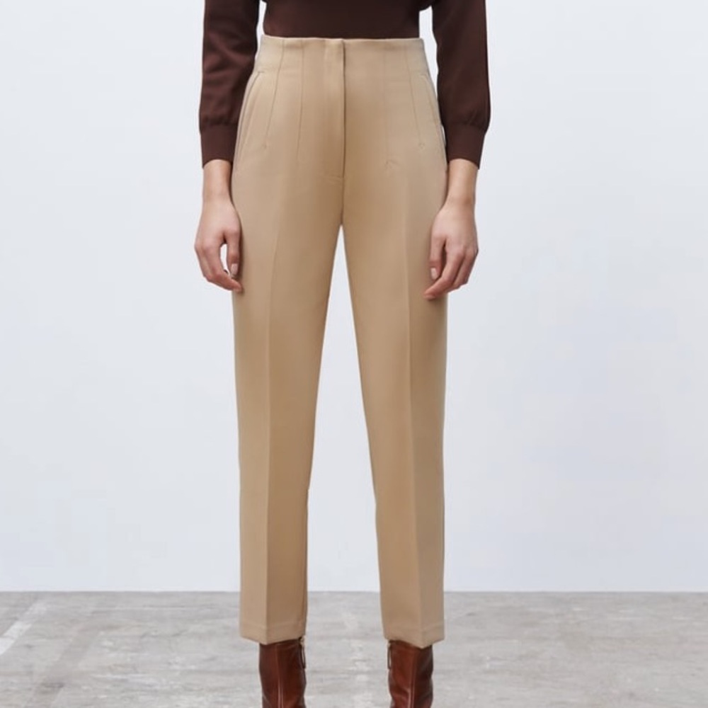 ZARA Tan High waisted Pants / Trousers